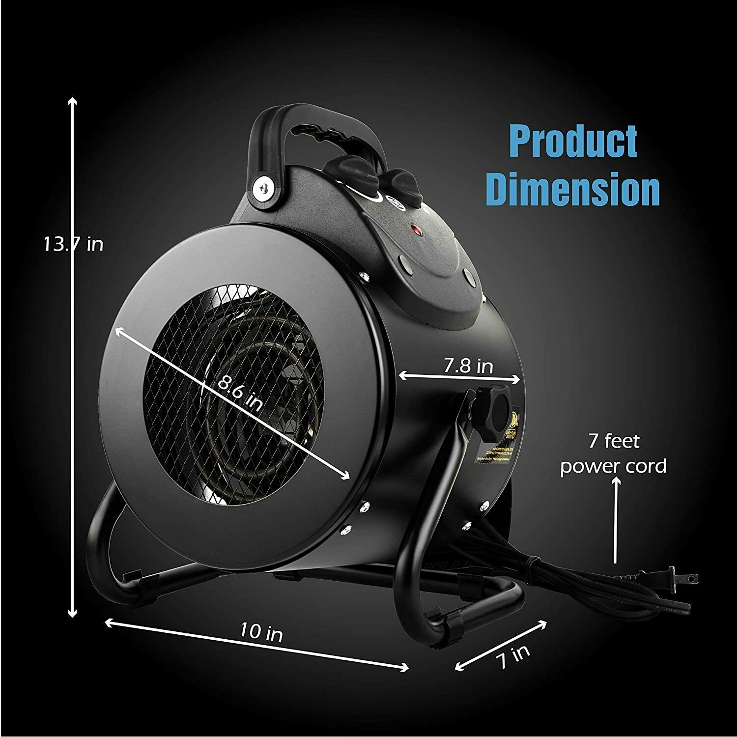1500W Electric Heater Fan for Greenhouse & Grow Tent – IPX4 Waterproof
