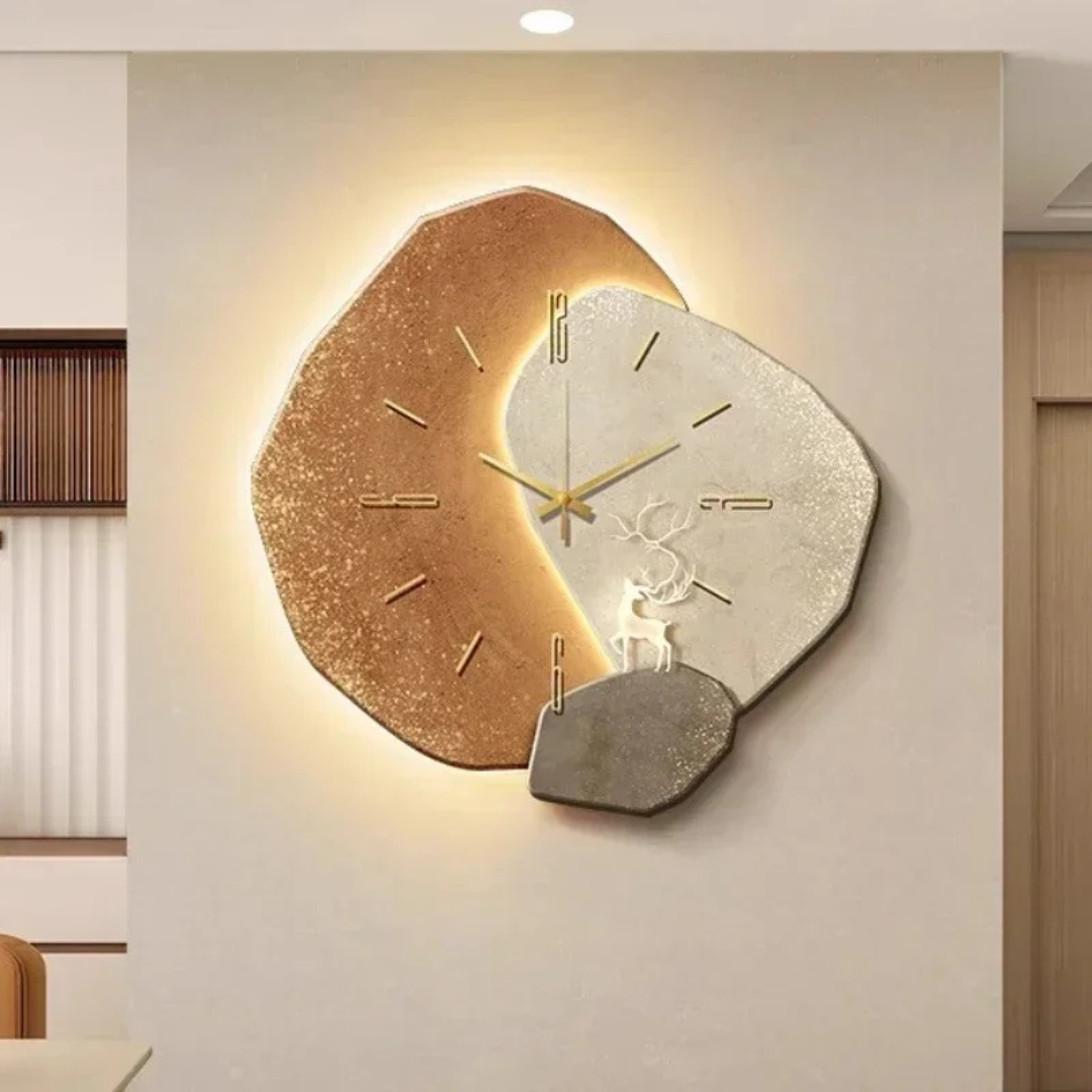 Wood Wall Clock with LED Backlight – Silent Modern Home Decor