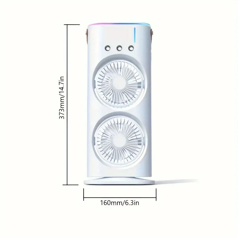 Portable Air Conditioner Fan with Dual Mist Spray & RGB Light