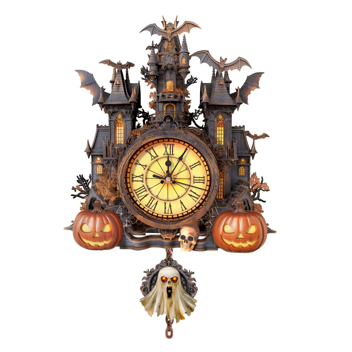 Halloween 3D Puzzle Clock – Wooden Castle Decoration