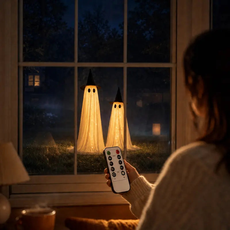 Outdoor Halloween Ghost Lights with Remote Control & Timer