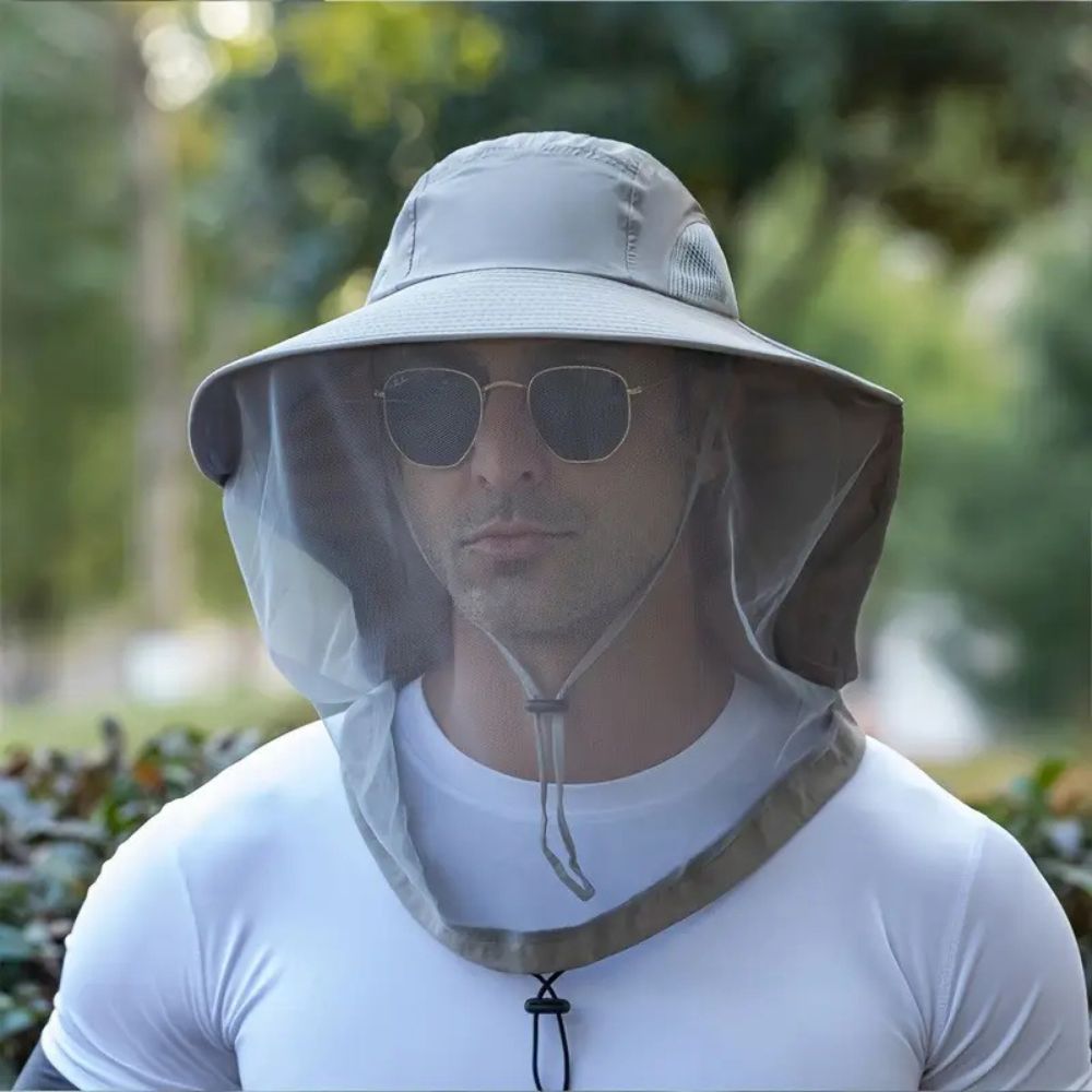 UV Protection Wide Brim Hat with Mosquito Mesh – Breathable Outdoor