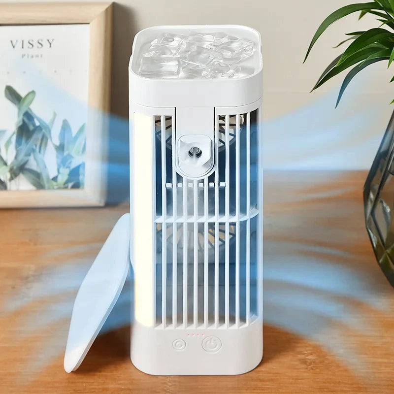 Portable Mini Air Conditioner Fan with Misting Spray & LED Light