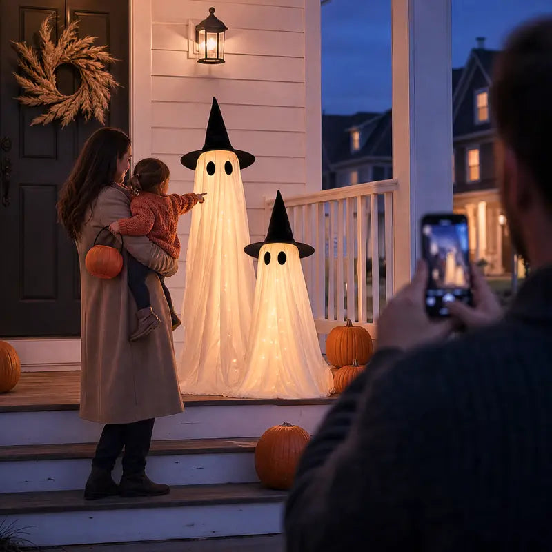 Outdoor Halloween Ghost Lights with Remote Control & Timer