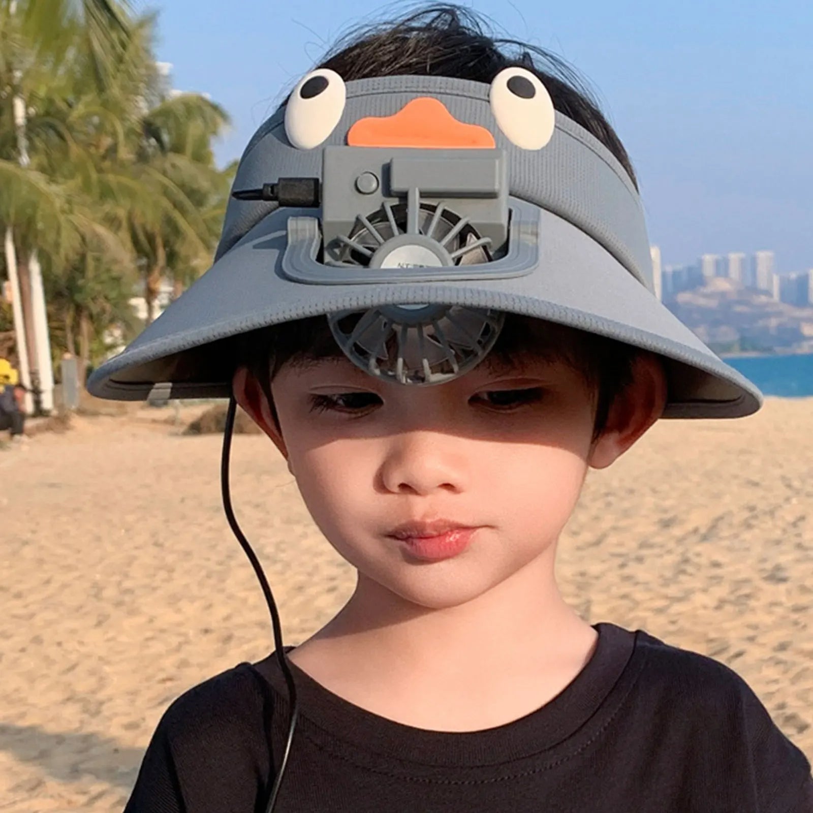 Kids Sun Visor Hat with Built-in Cooling Fan – UV Protection