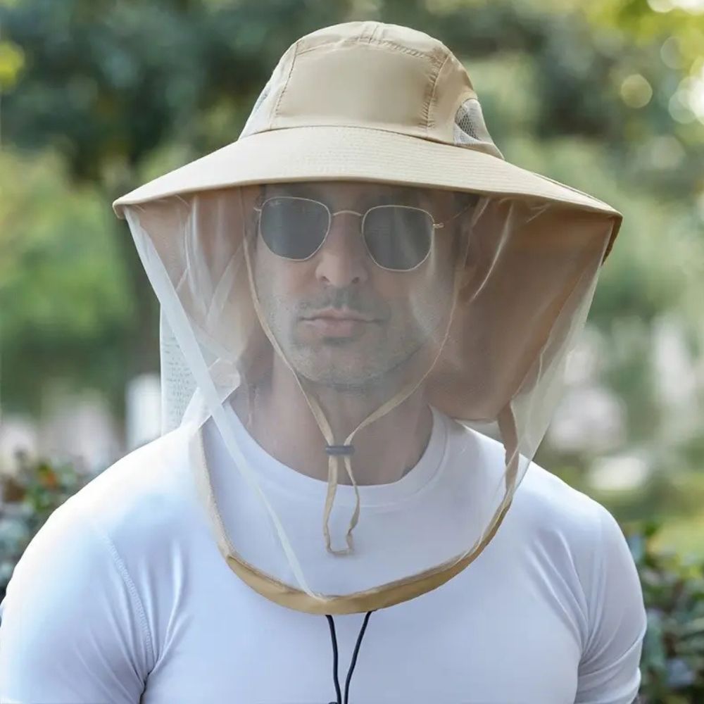 UV Protection Wide Brim Hat with Mosquito Mesh – Breathable Outdoor