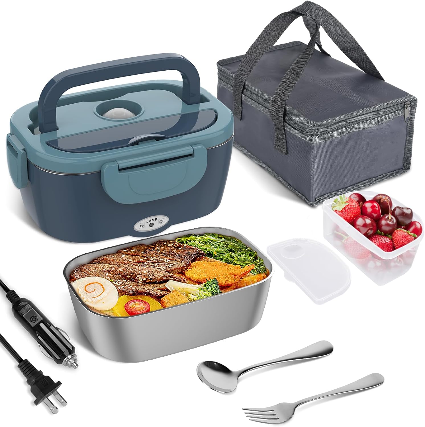 Electric Lunch Box 1.5L Stainless Steel Food Heater | 110V & 12V