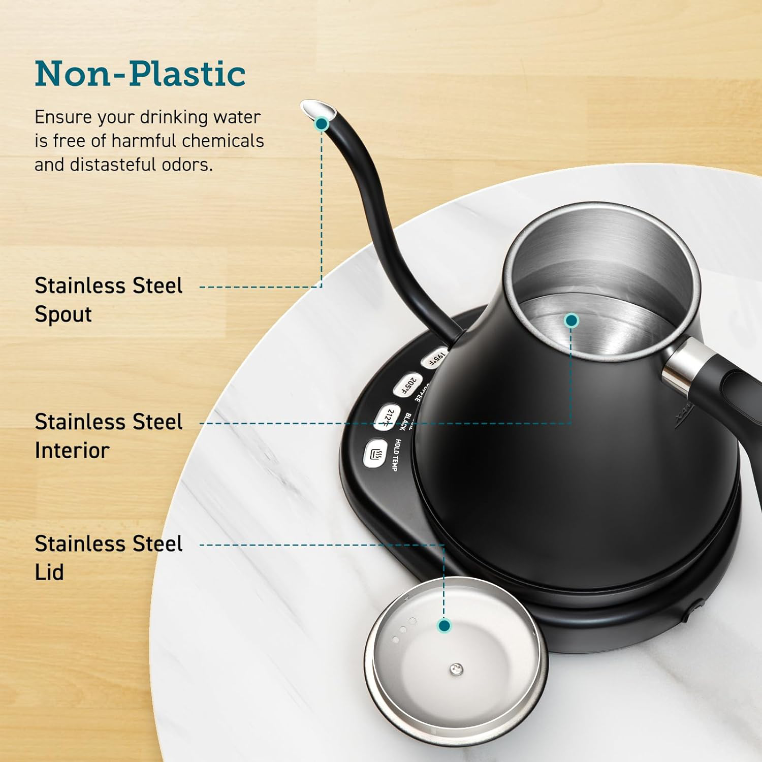 Belro Electric Gooseneck Kettle with Temperature Control