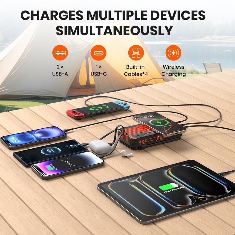 20000mAh Solar Power Bank with Wireless Charging