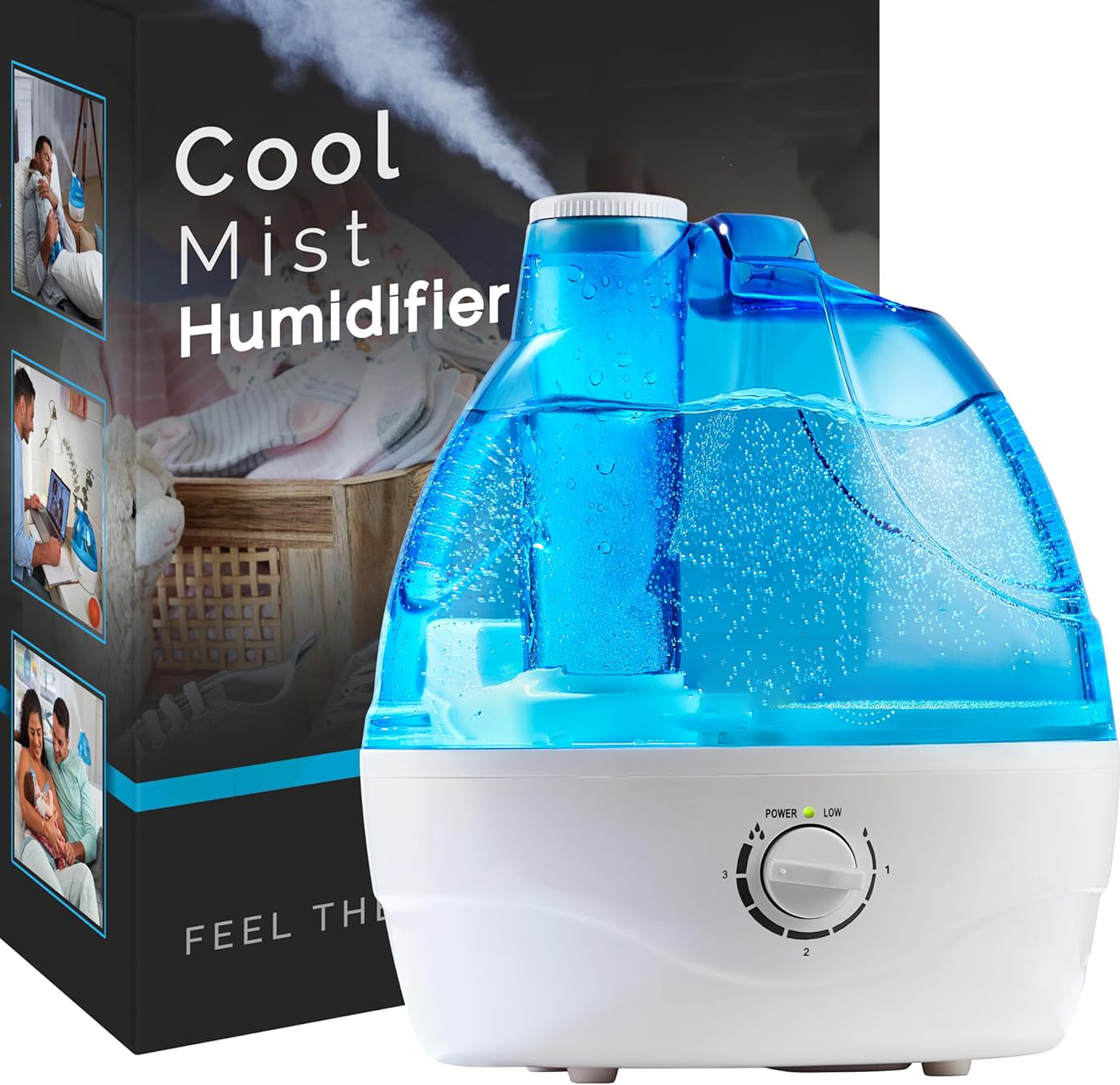 Cool Mist Humidifier with Auto Shut-Off & 2.2L Tank