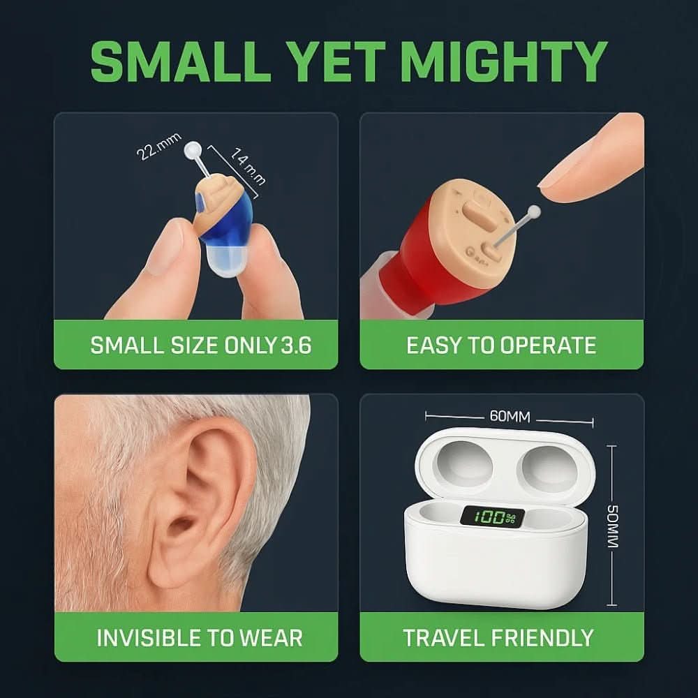 Rechargeable Hearing Aids Invisible In-Ear Clear Sound