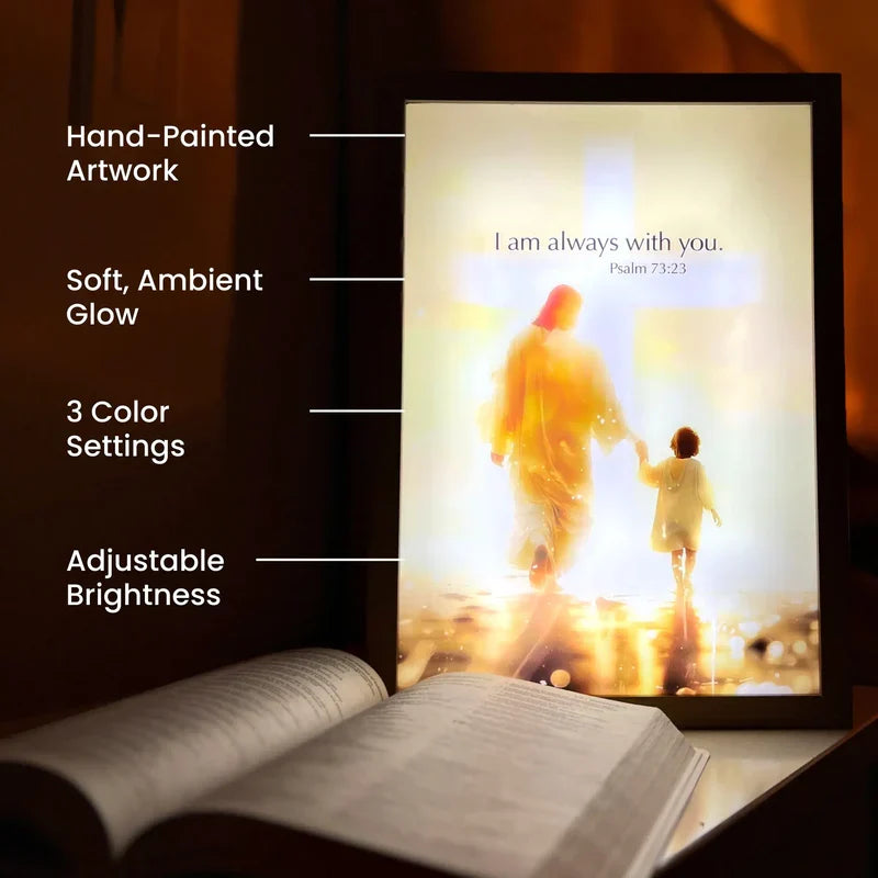 Jesus Lamp with Hand-Painted Artwork & Adjustable LED Lights