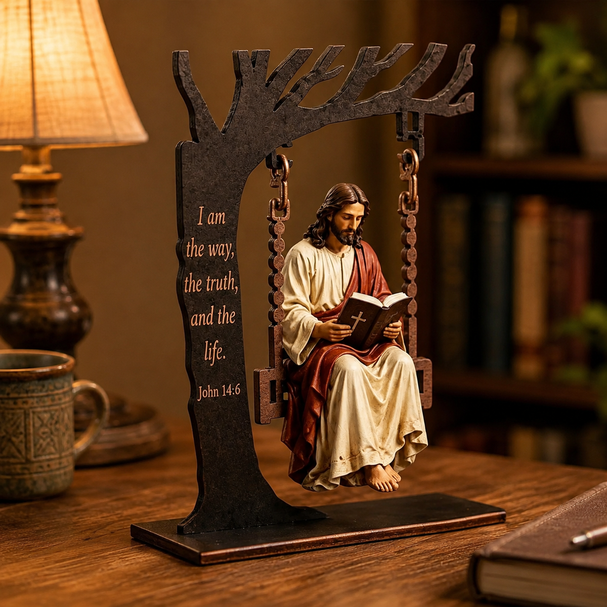 Jesus Swing Ornament – Wooden Religious Home Decor