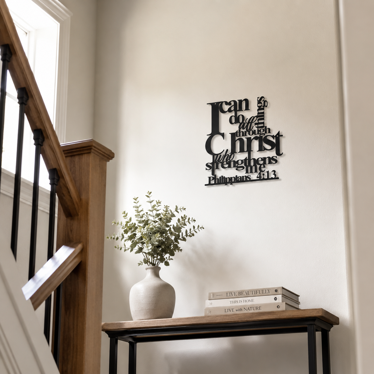 Black Metal Wall Art – I Can Do All Things Scripture Decor