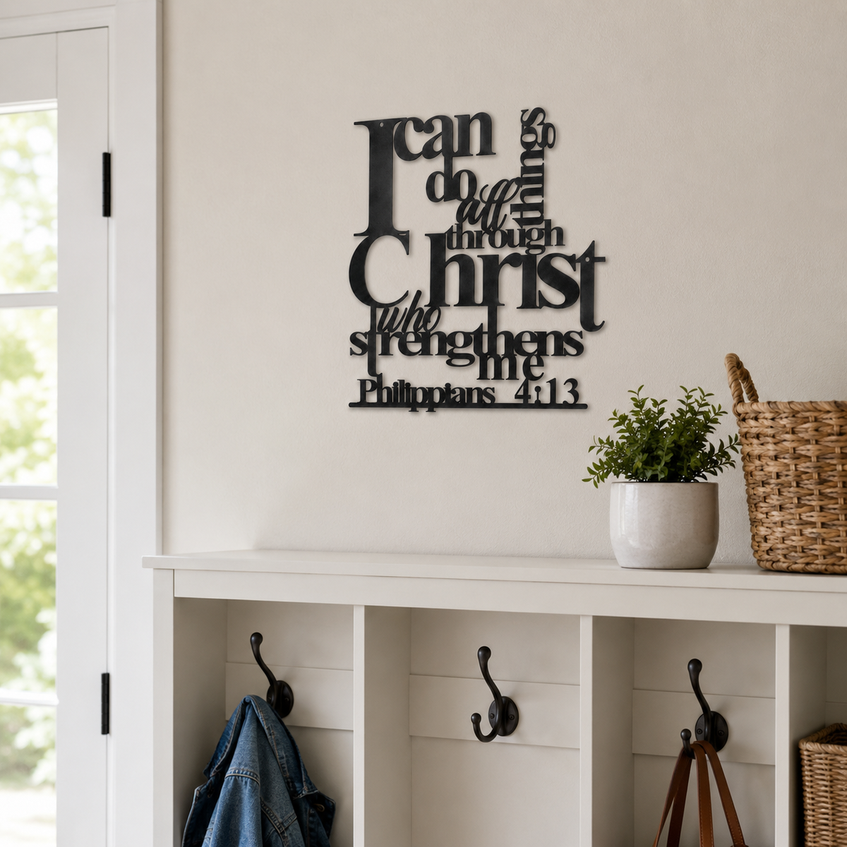 Black Metal Wall Art – I Can Do All Things Scripture Decor
