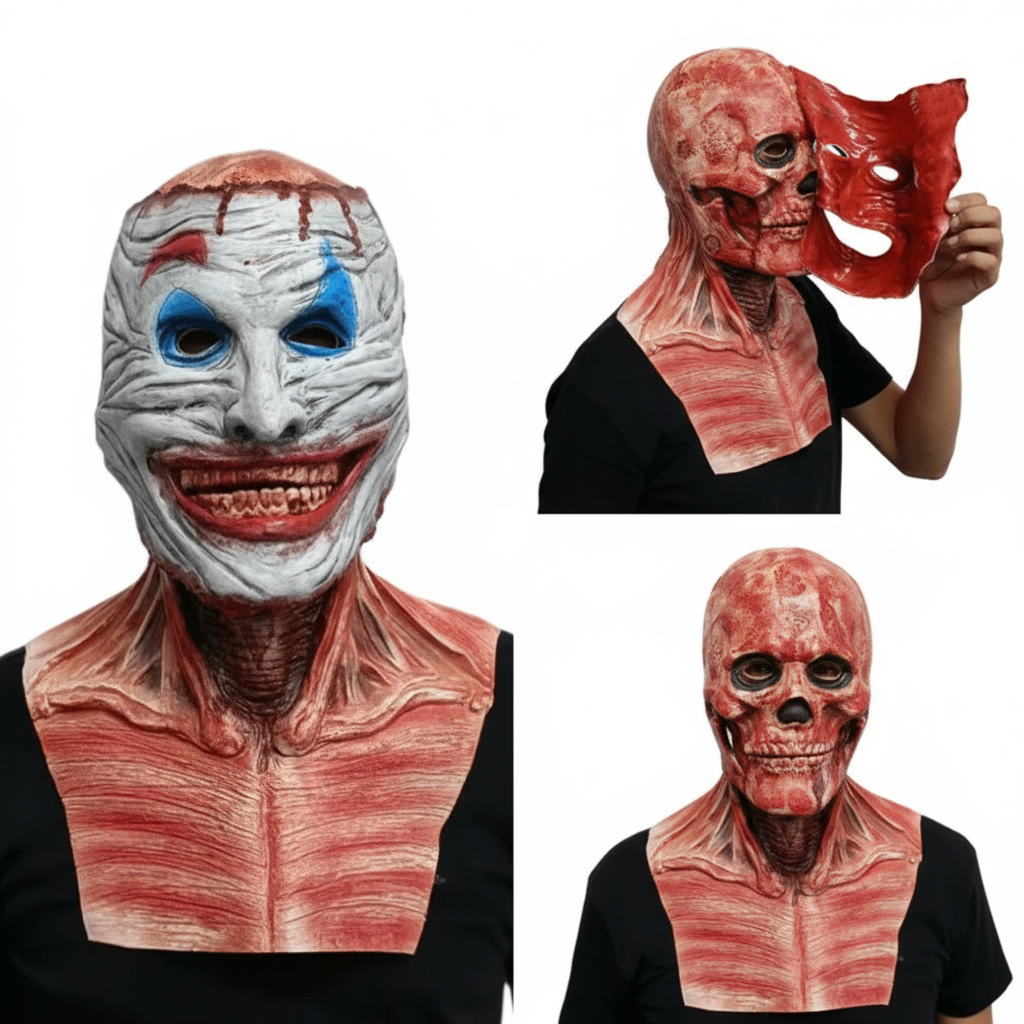 Creepy Clown Halloween Mask – Full Face Scary Costume Prop
