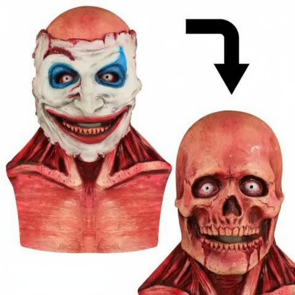 Creepy Clown Halloween Mask – Full Face Scary Costume Prop