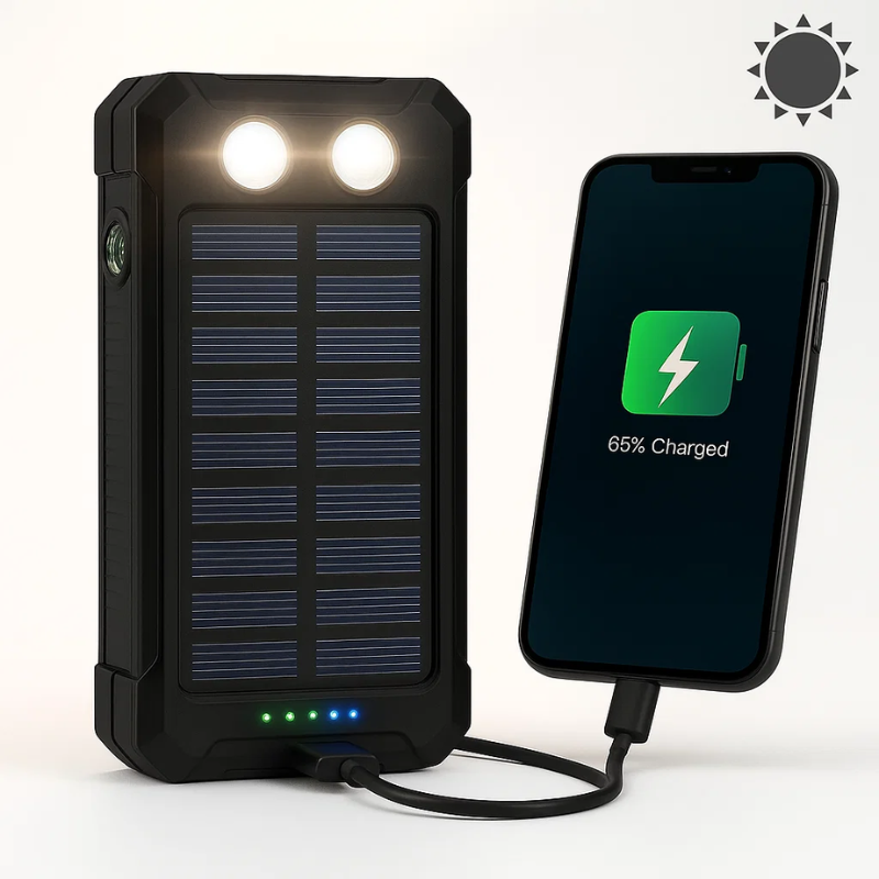 Solar Power Bank 500000mAh Waterproof Dual USB Portable Charger