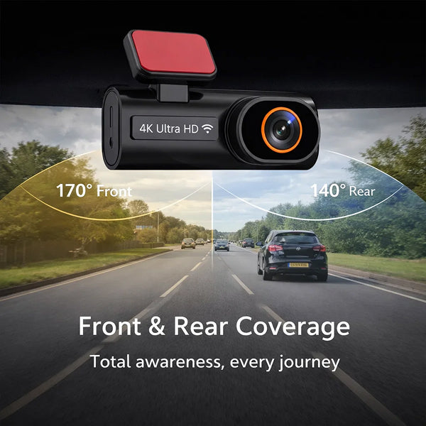 4K Wireless Dash Cam Front and Rear – Full HD Car Security