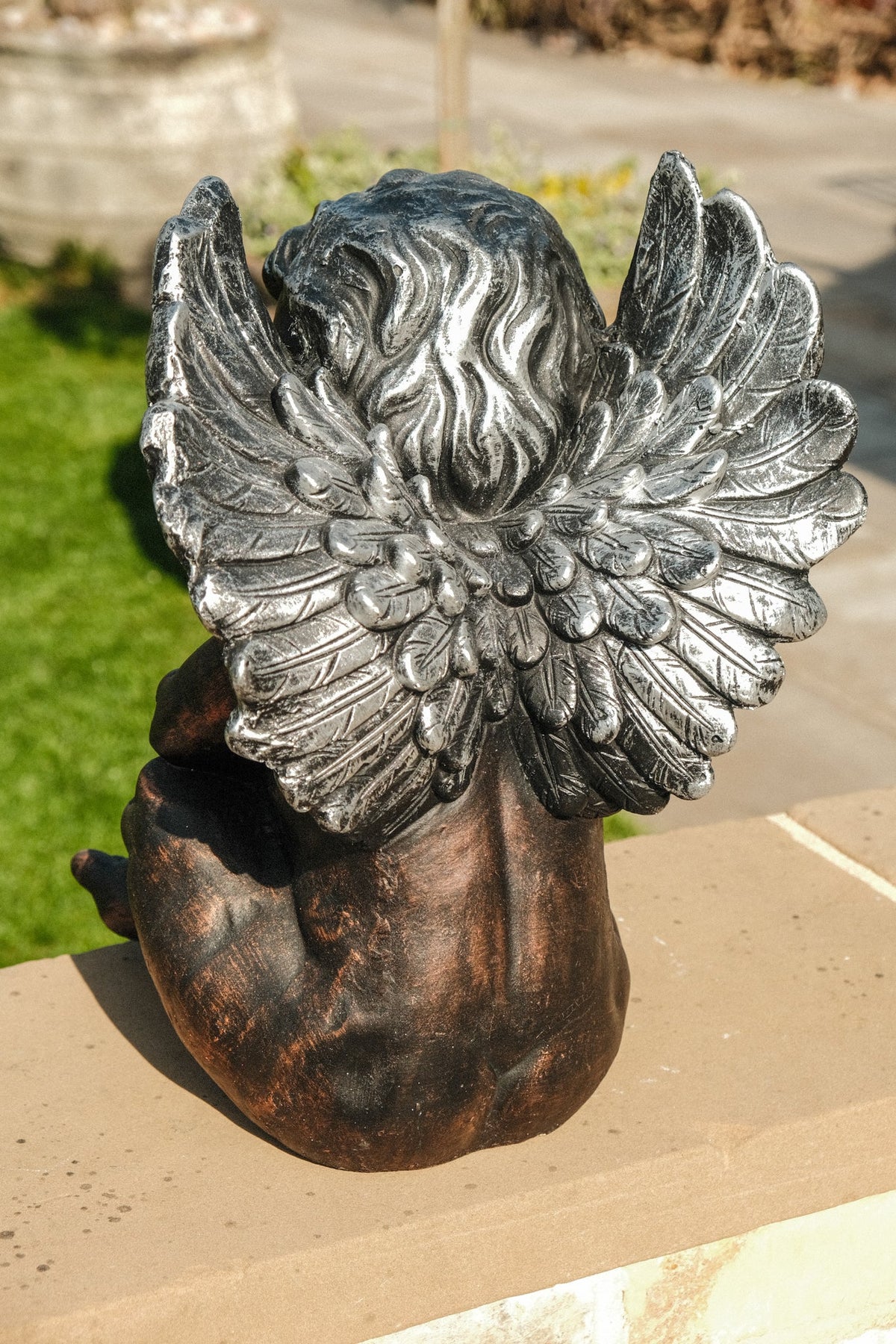 Bronze Effect Cherub Angel Garden Statue Ornament
