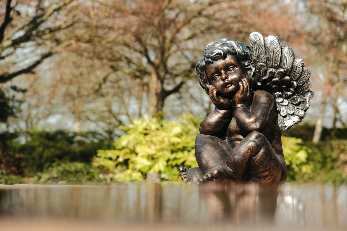 Bronze Effect Cherub Angel Garden Statue Ornament