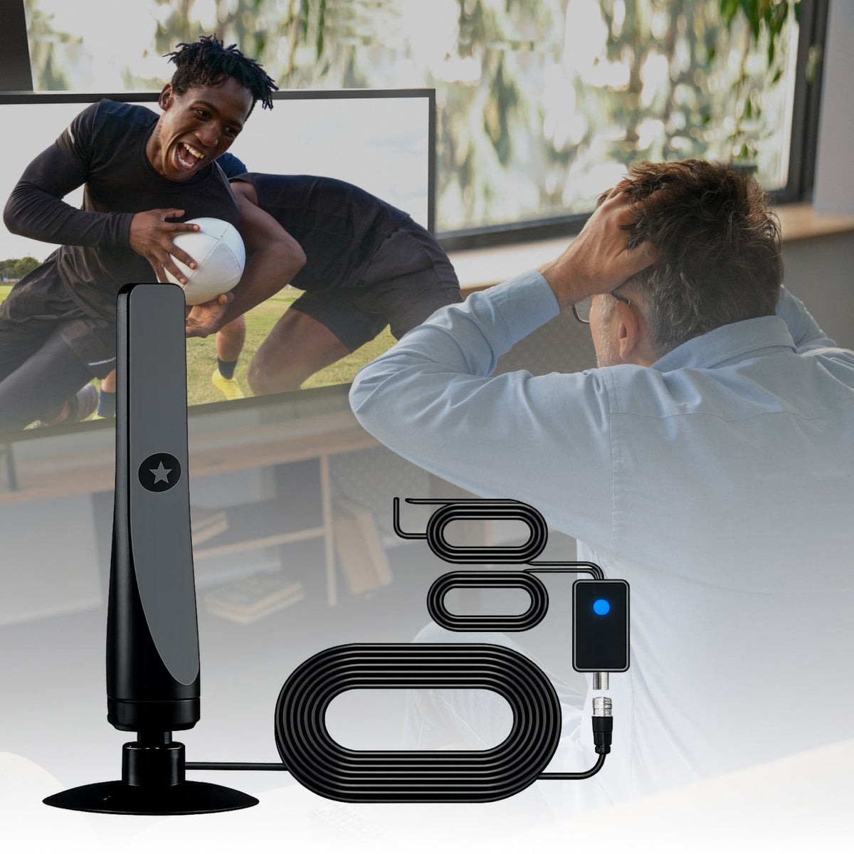 4K Digital TV Antenna with Signal Booster – 50 Mile Range