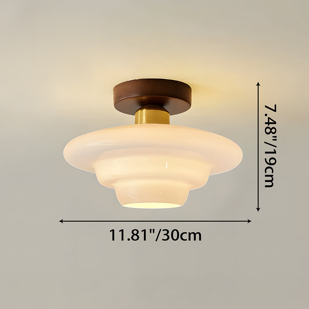 Walnut Wood Ceiling Light Scandinavian Glass E27