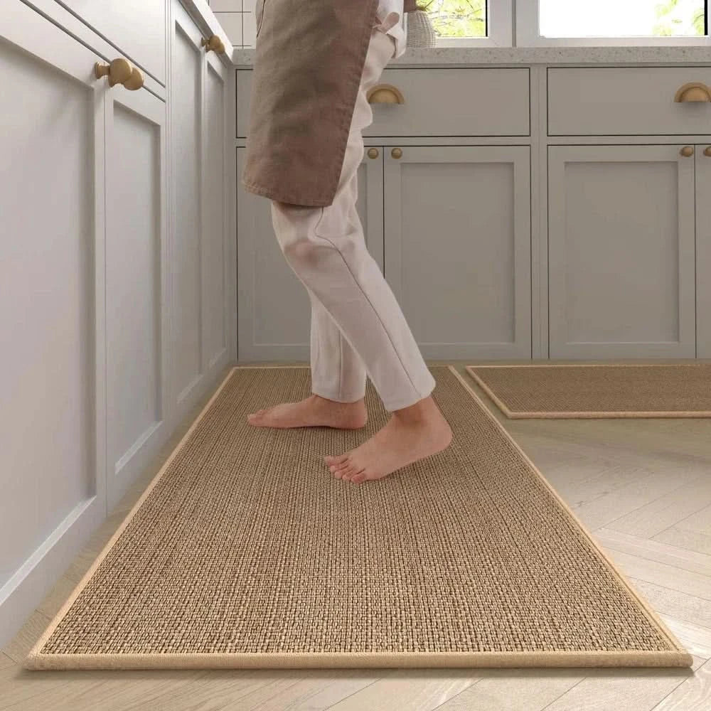 Kitchen Runner Rug Non-Slip Washable Faux Sisal