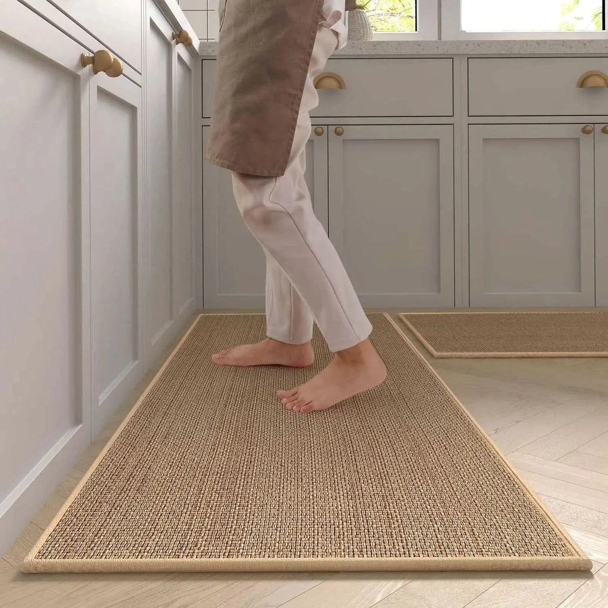 Kitchen Runner Rug Non-Slip Washable Faux Sisal