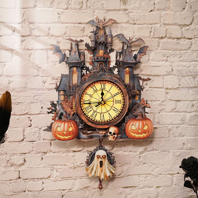Halloween 3D Puzzle Clock – Wooden Castle Decoration