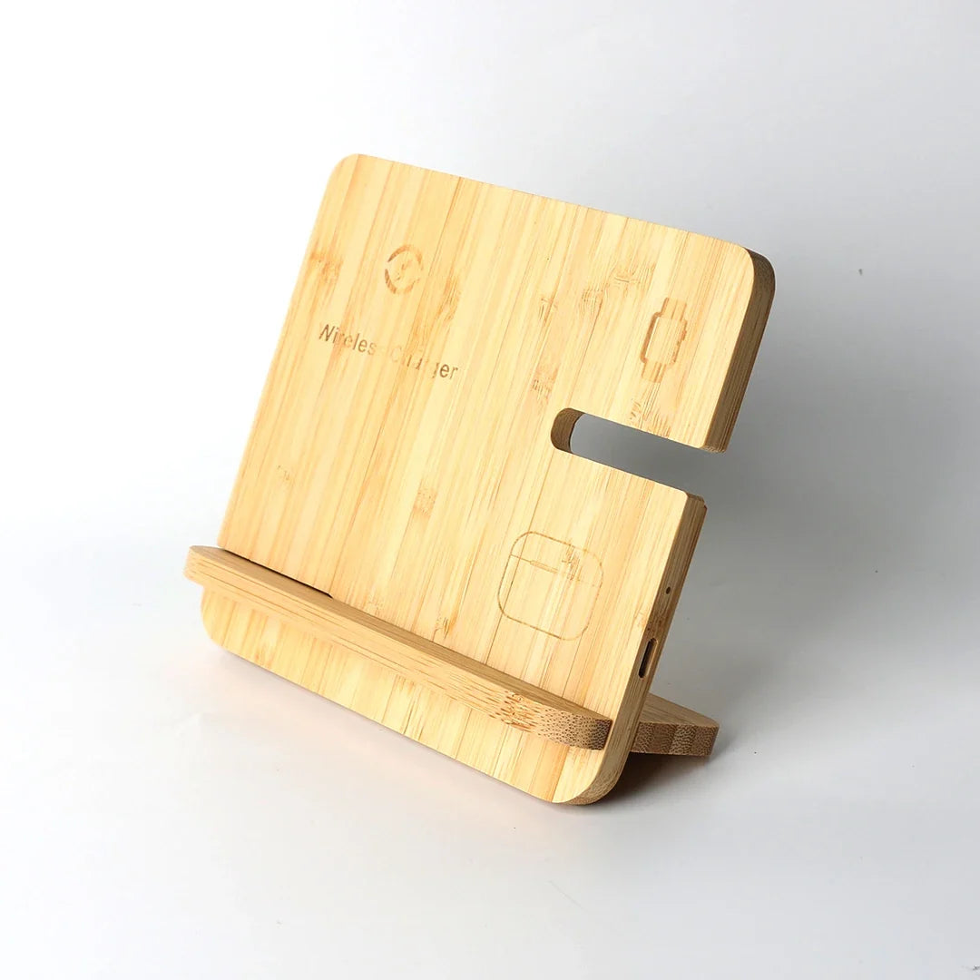 Bamboo Wireless Charging Station 3-in-1 for iPhone, Apple Watch & AirPods