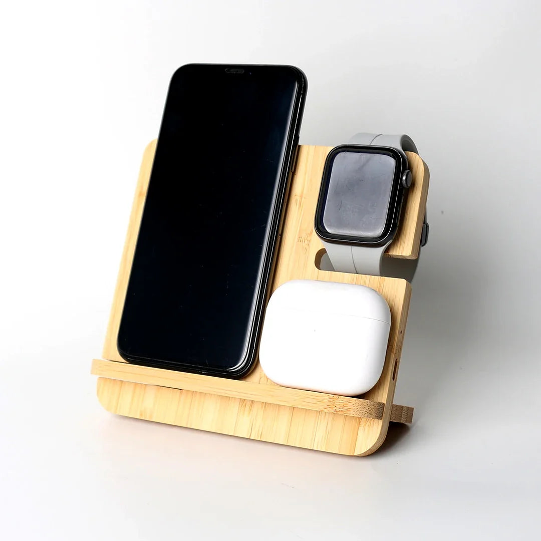 Bamboo Wireless Charging Station 3-in-1 for iPhone, Apple Watch & AirPods