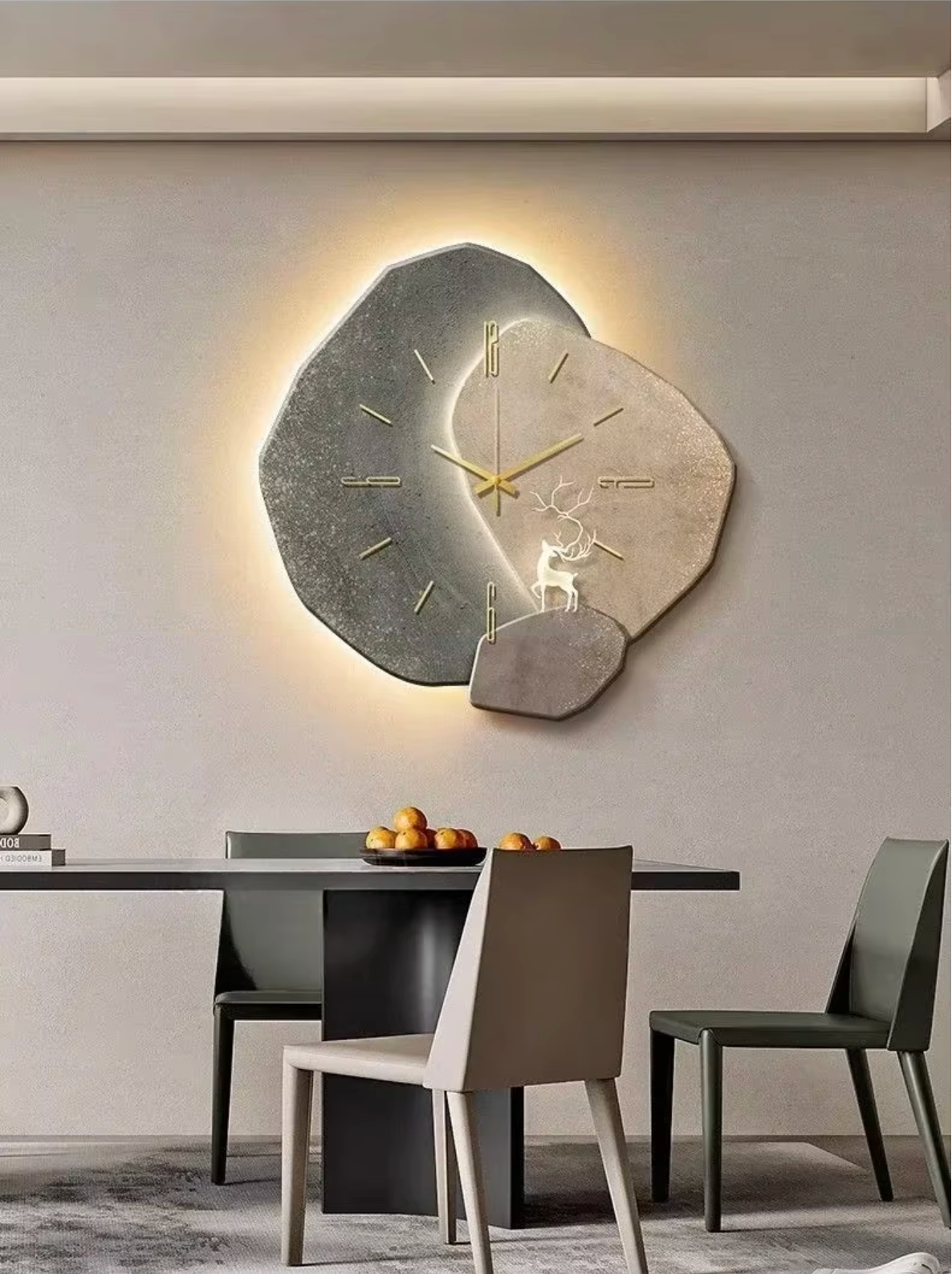 Wood Wall Clock with LED Backlight – Silent Modern Home Decor