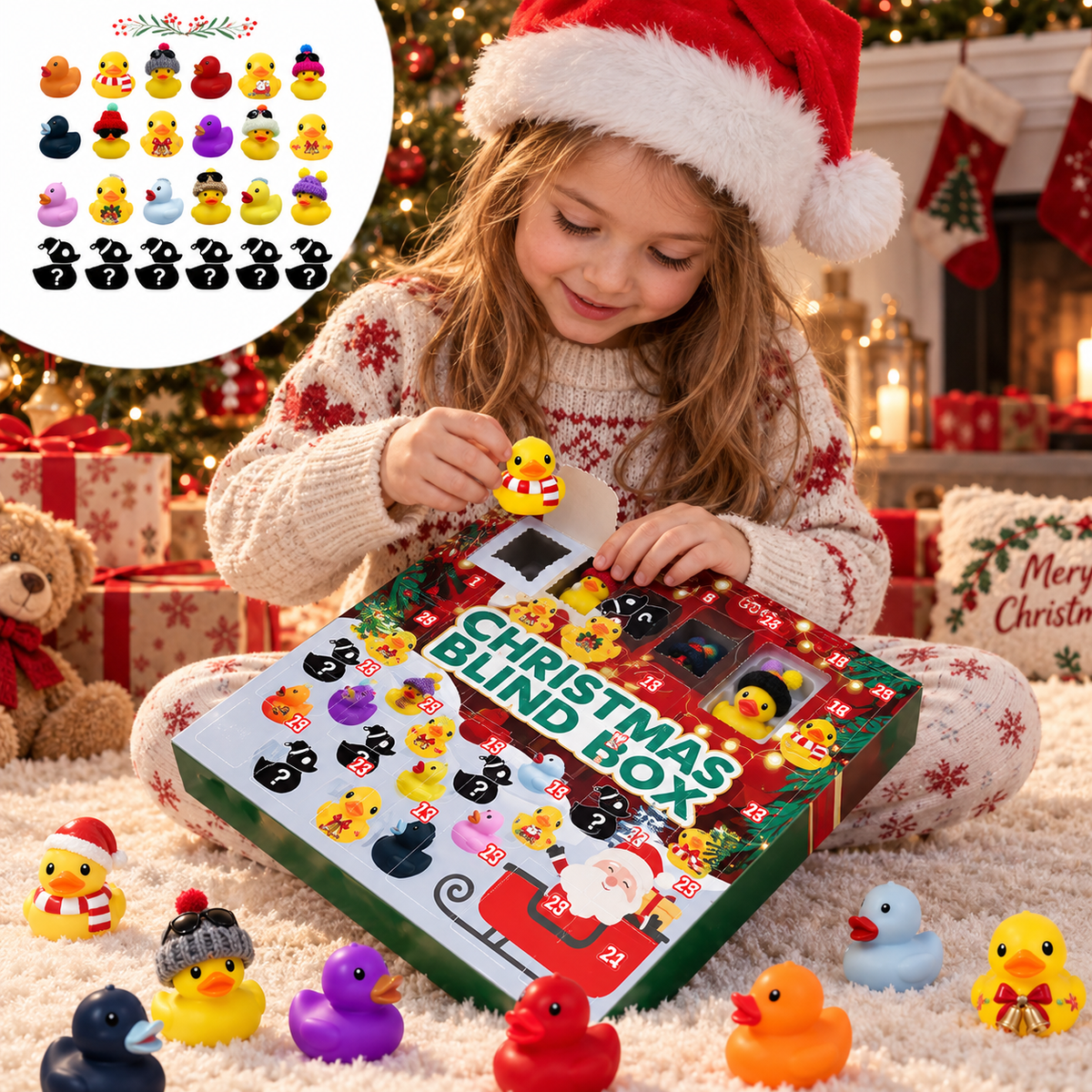 Kids' Advent Calendar with 24 Rubber Animals – Christmas Countdown
