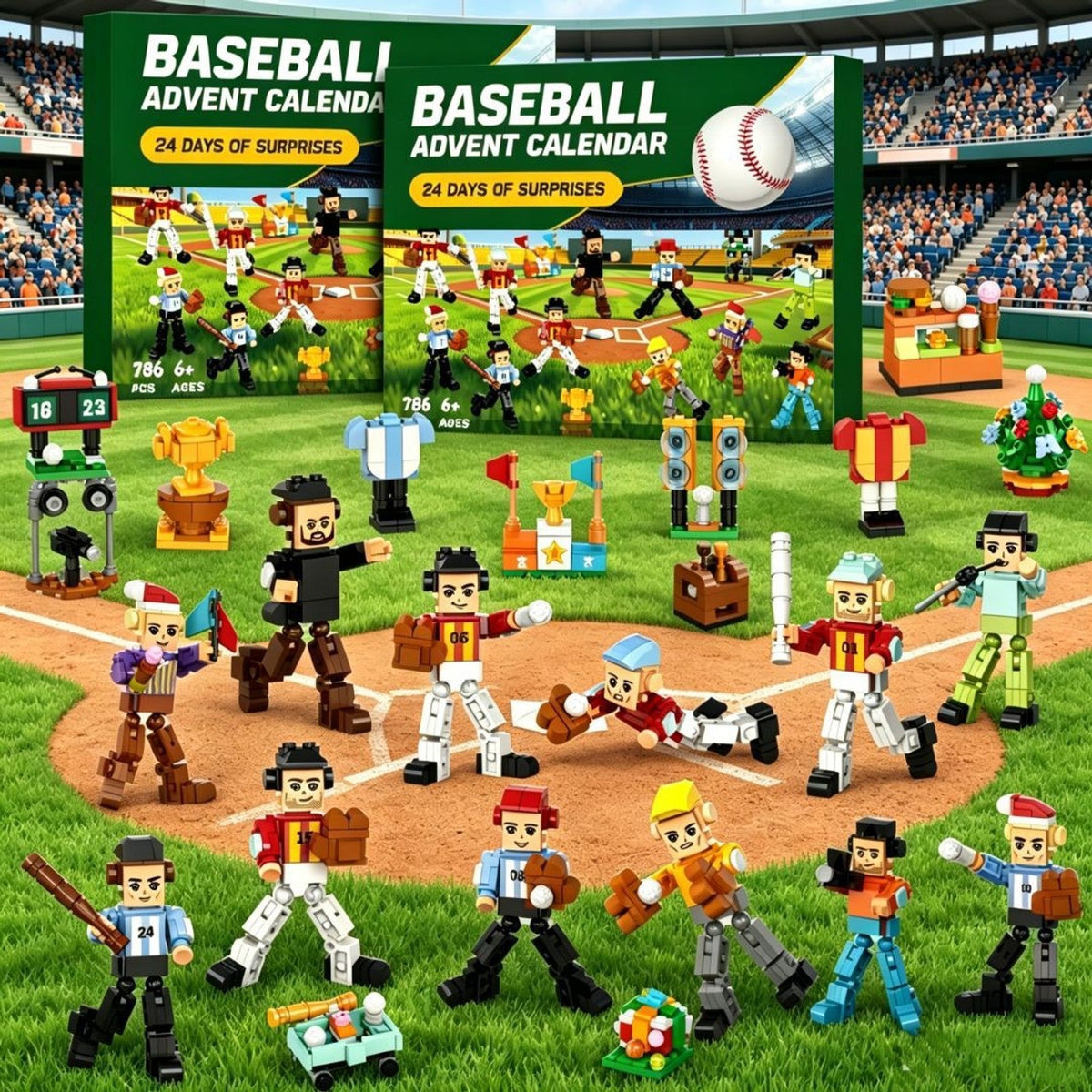 Baseball Advent Calendar – 786-Piece Build Team with Players and Ballpark