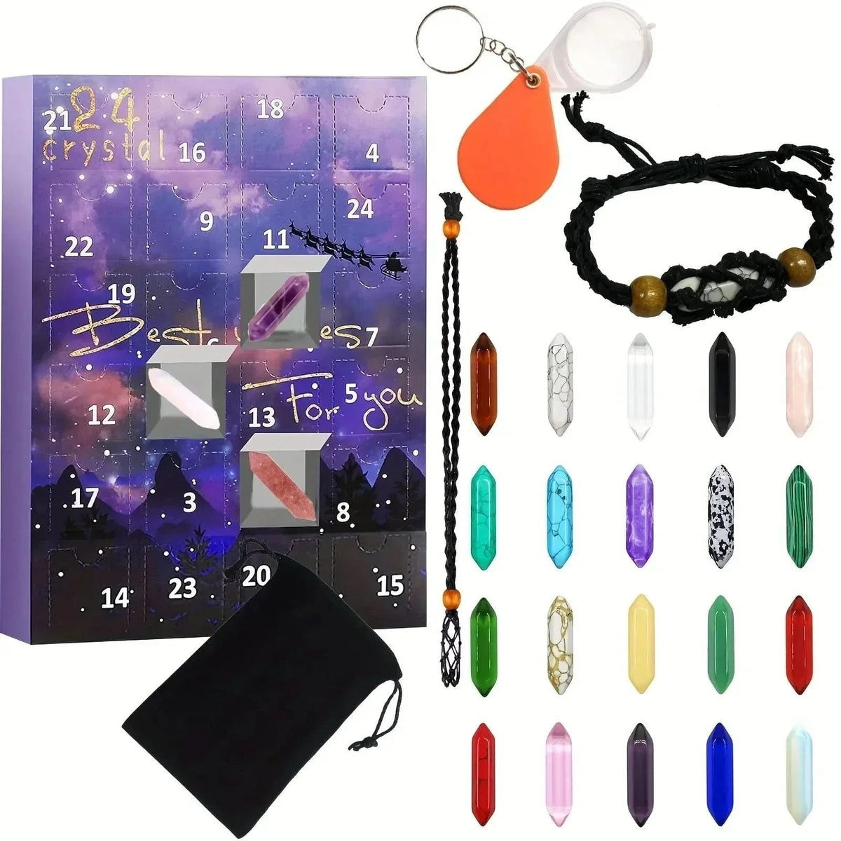 Natural Crystal Advent Calendar – 24 Gemstones Countdown