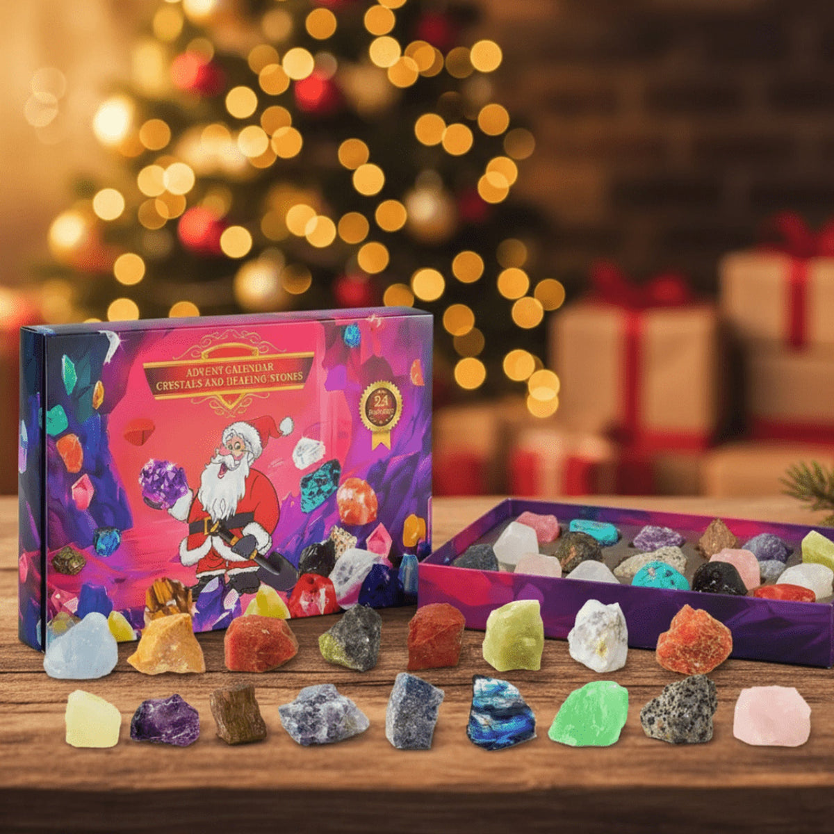 Natural Crystal Advent Calendar – 24 Gemstones Countdown