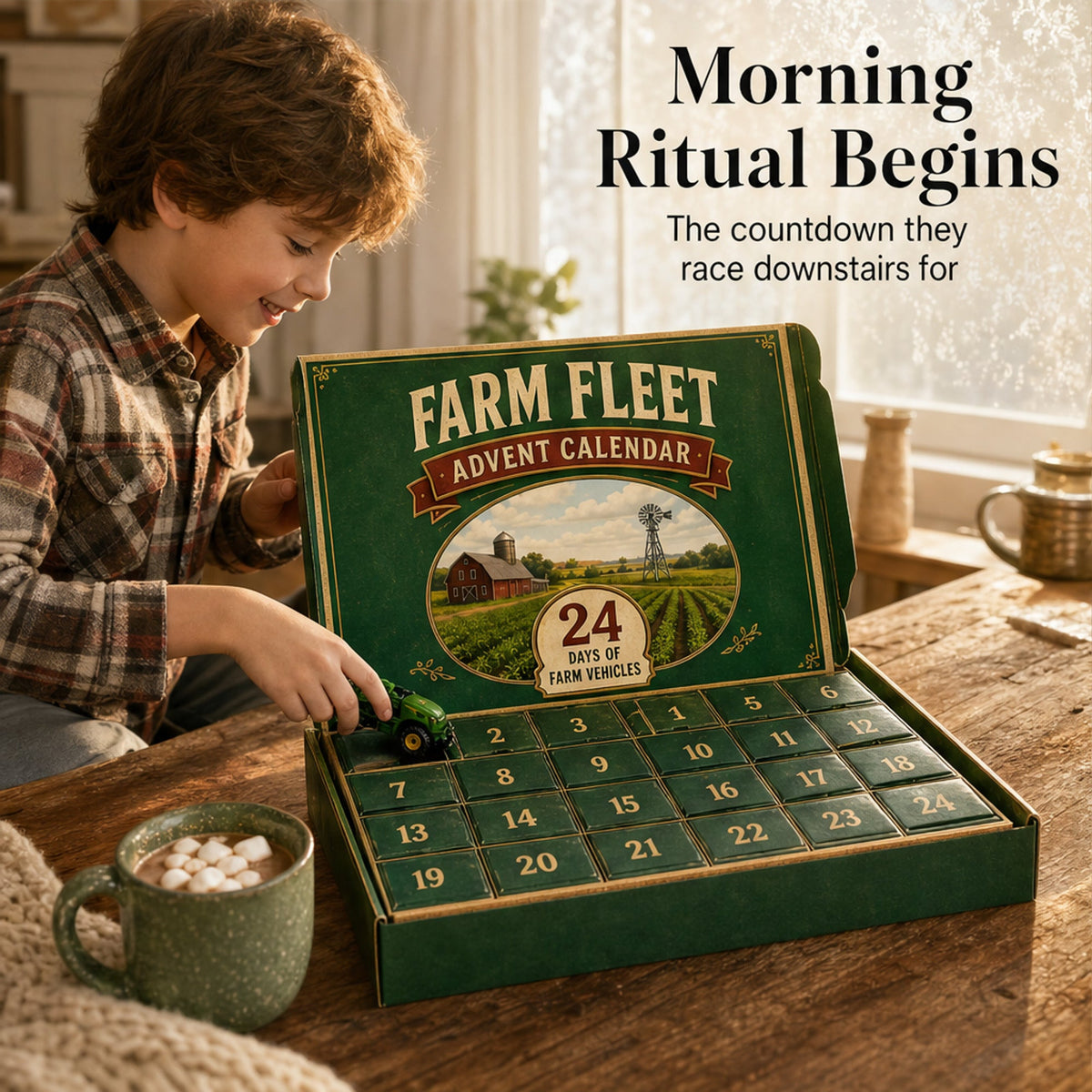 24-Day Farm Vehicle Advent Calendar with Toy Tractors & Harvesters