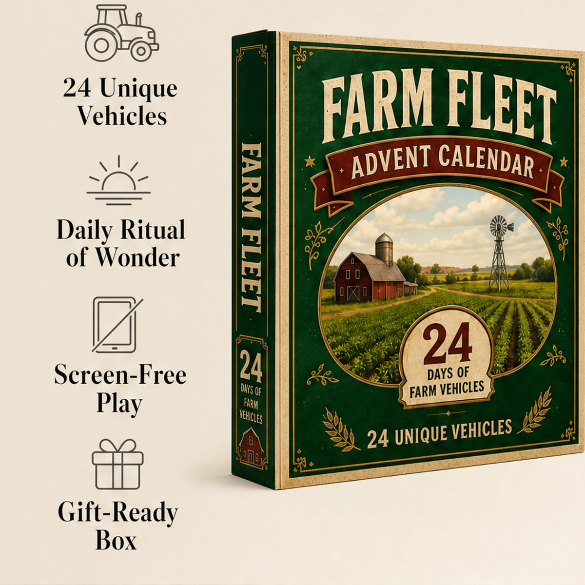 24-Day Farm Vehicle Advent Calendar with Toy Tractors & Harvesters