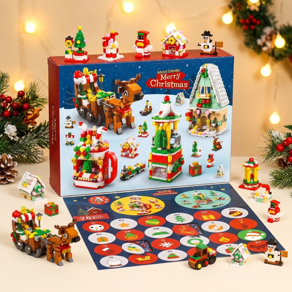 Christmas Village Advent Calendar – 28 Builds 6-in-1 Brick Set