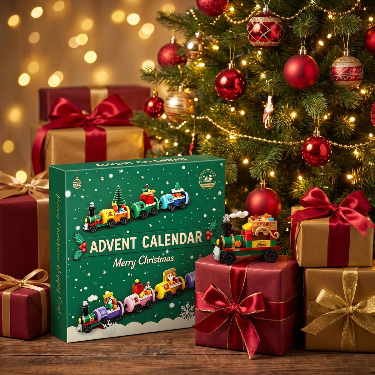 Christmas Train Advent Calendar – 904-Piece Building Brick Set with Santa