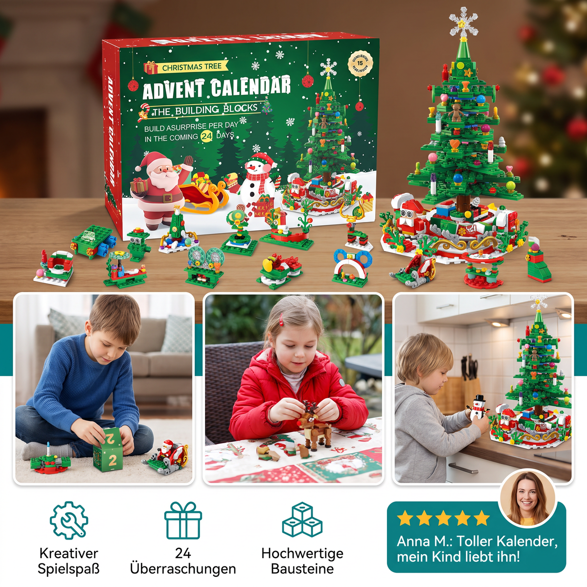 Kids' Christmas Tree Building Block Advent Calendar – 24 Days of Building