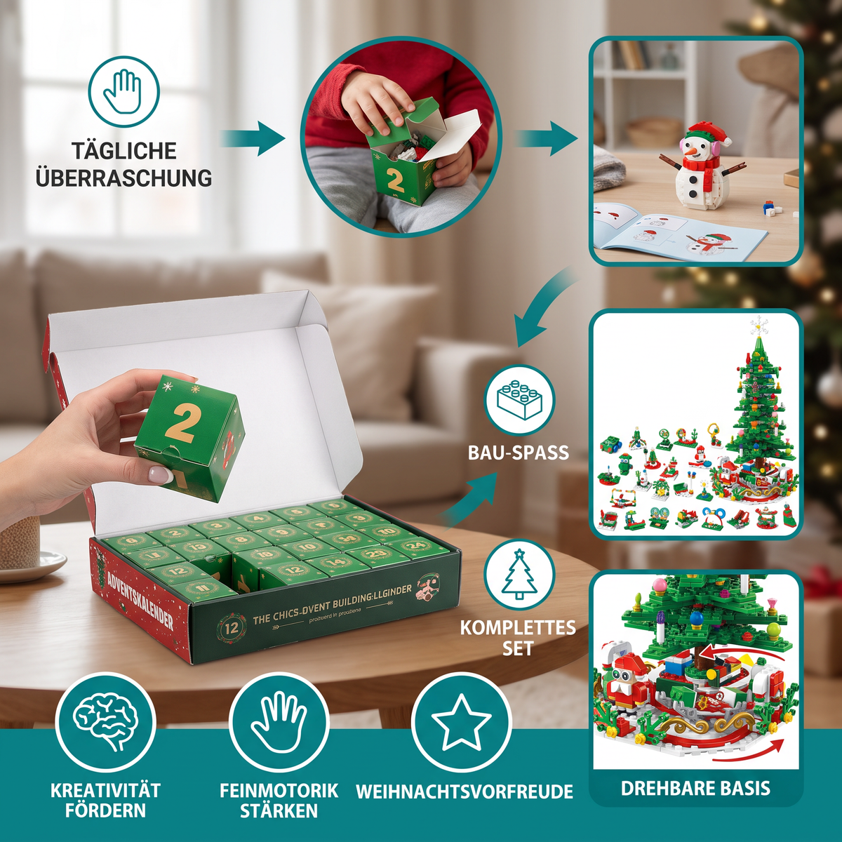 Kids' Christmas Tree Building Block Advent Calendar – 24 Days of Building