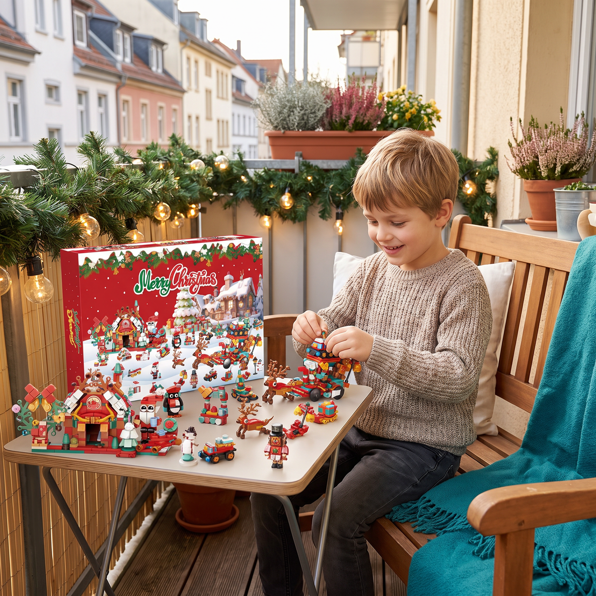 Kids' Advent Calendar Building Block Set – 24-Day Christmas Village
