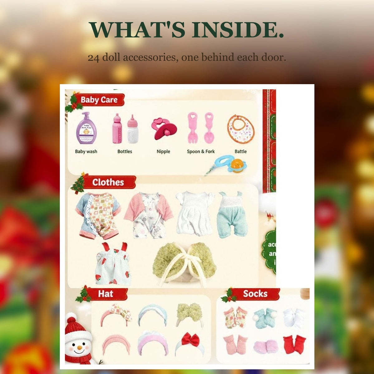 Kids' Doll Advent Calendar – 24 Days of Outfits, Headbands and Accessories