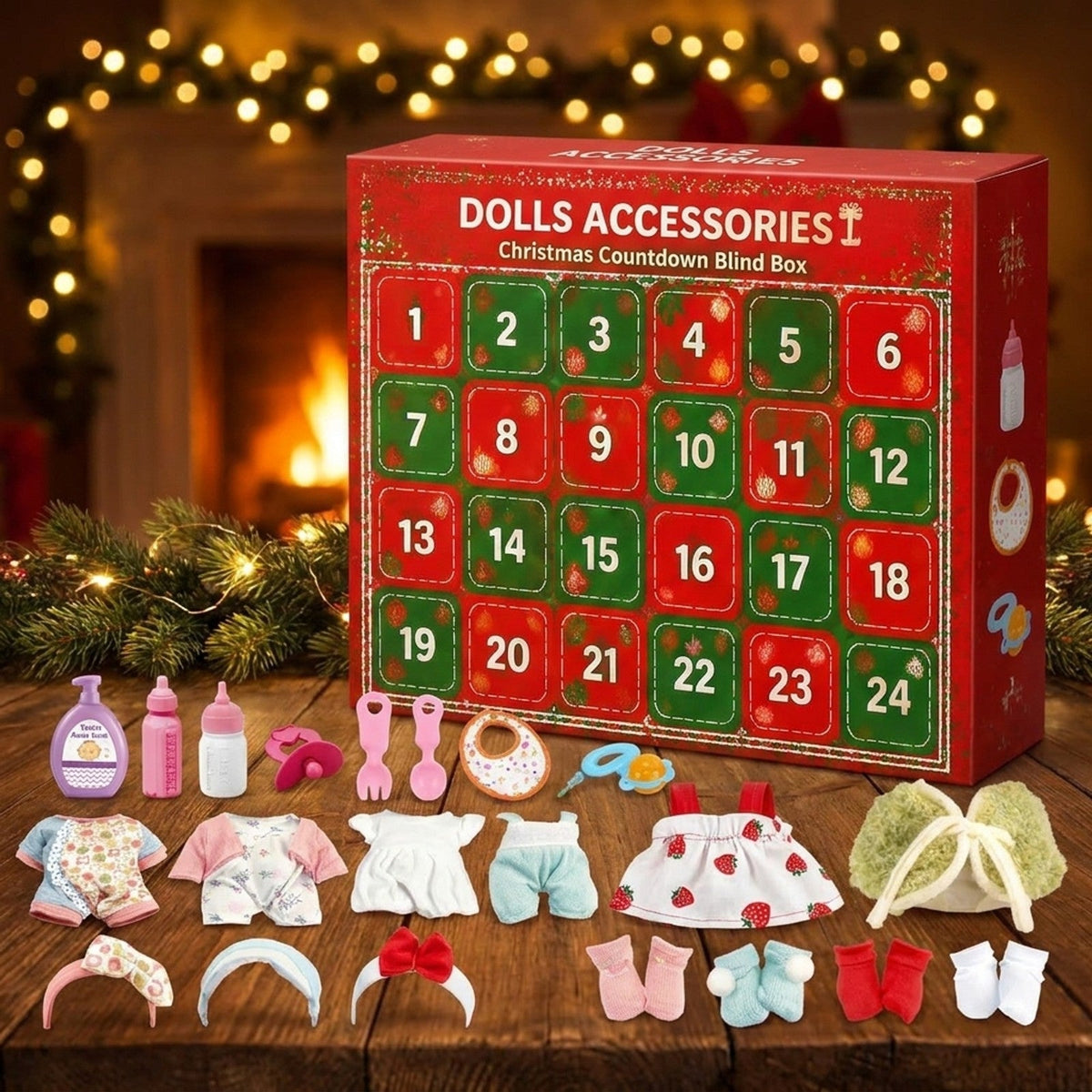 Kids' Doll Advent Calendar – 24 Days of Outfits, Headbands and Accessories