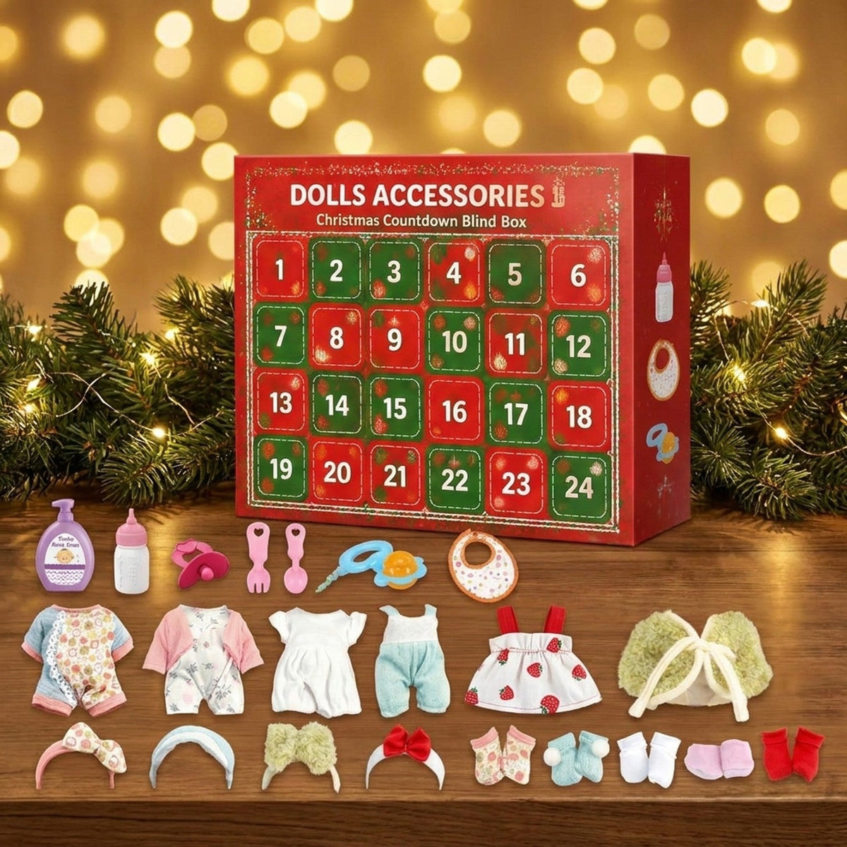 Kids' Doll Advent Calendar – 24 Days of Outfits, Headbands and Accessories