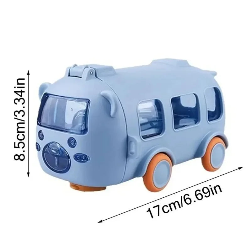 Kids Cartoon Bus Water Bottle with Silicone Straw