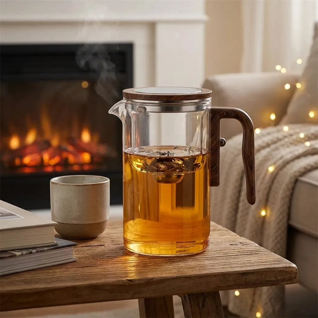 Premium Glass Teapot with Magnetic Infuser | Loose-Leaf Tea Brewing