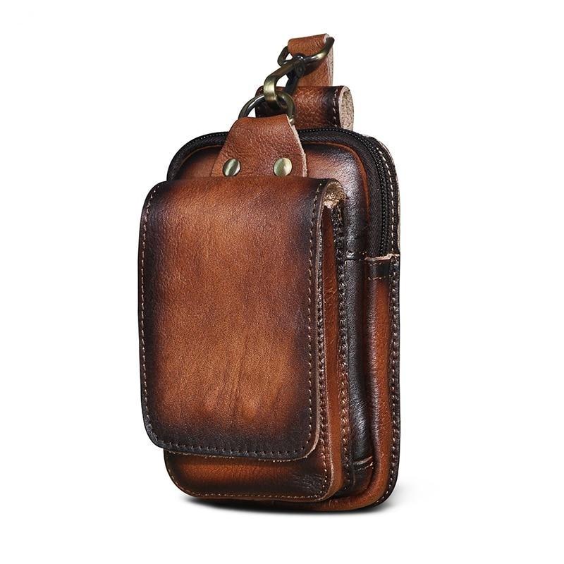 Genuine Leather Men's Waist Pack – Brown